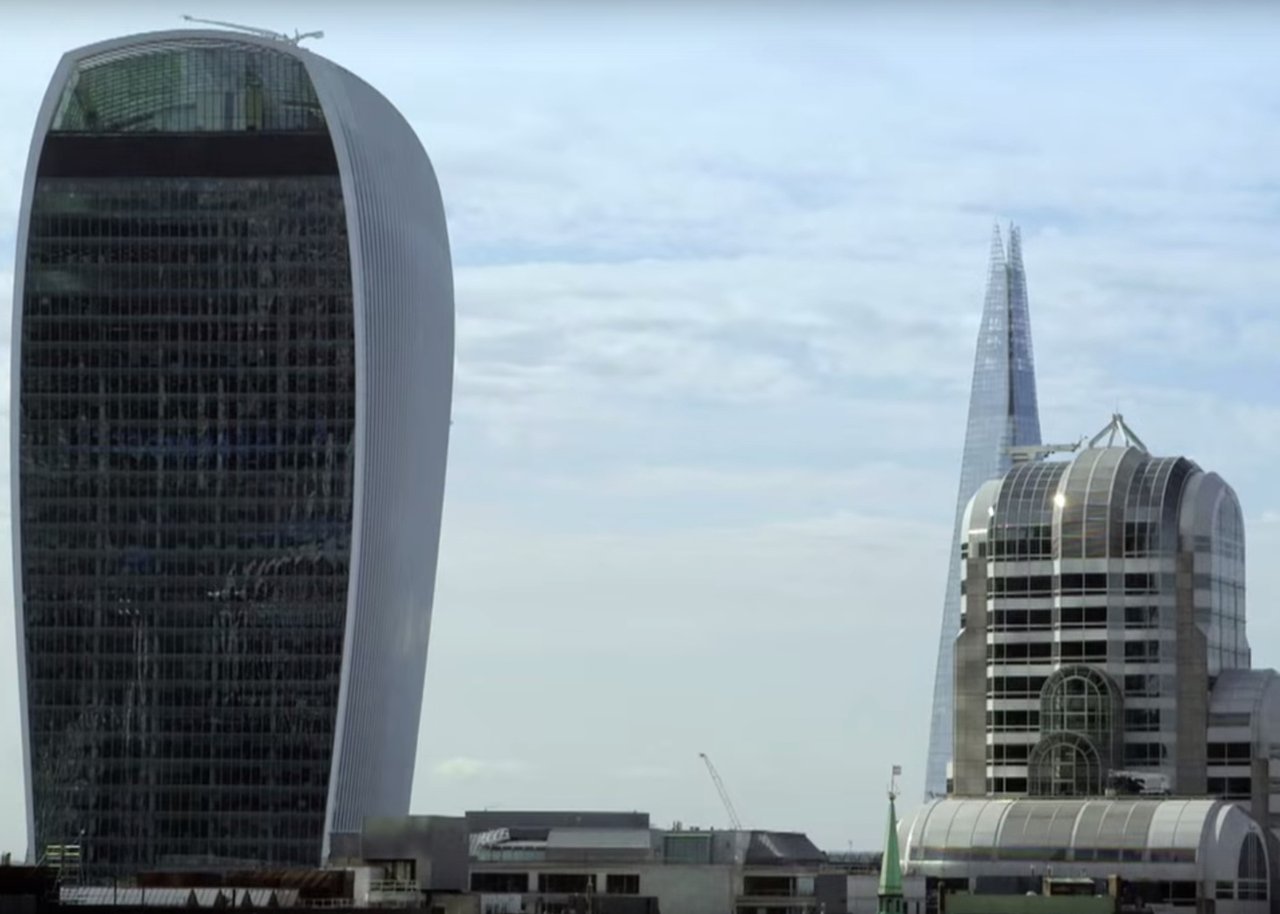 City silhouette with two skyscrapers