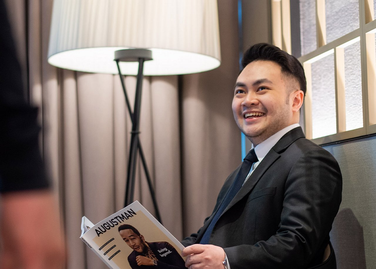 Bryan with a magazine