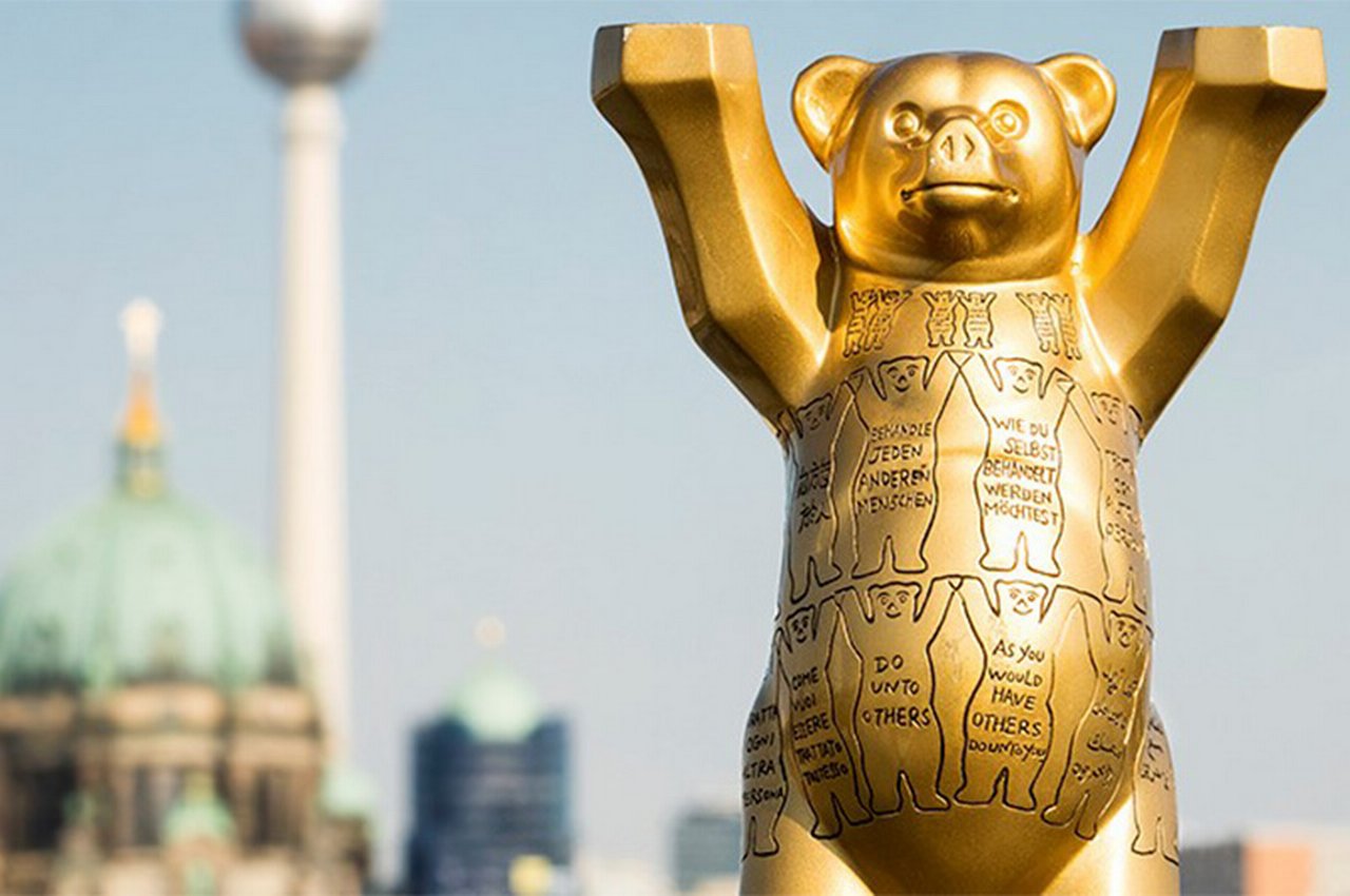 Golden bear statue in Berlin