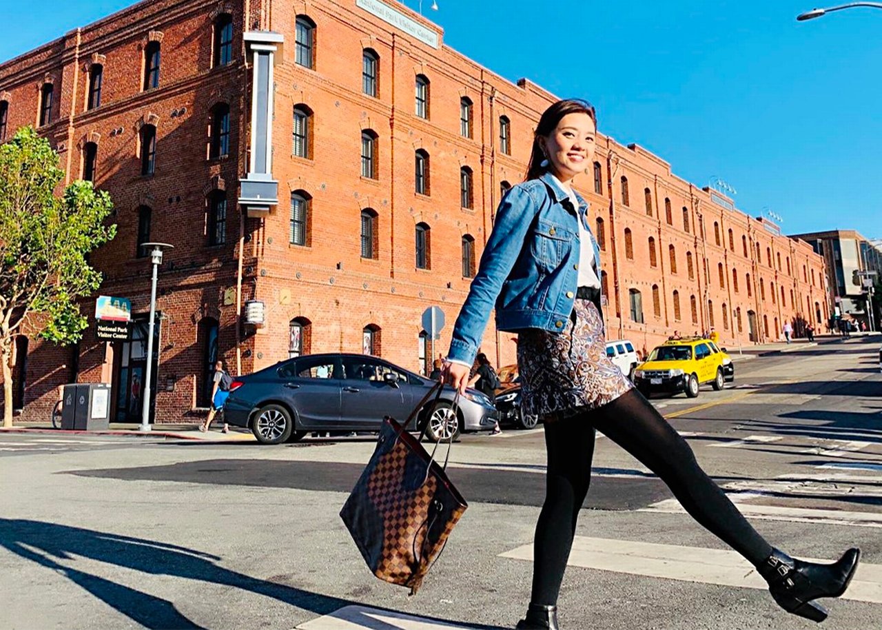 Katherine is walking in the city