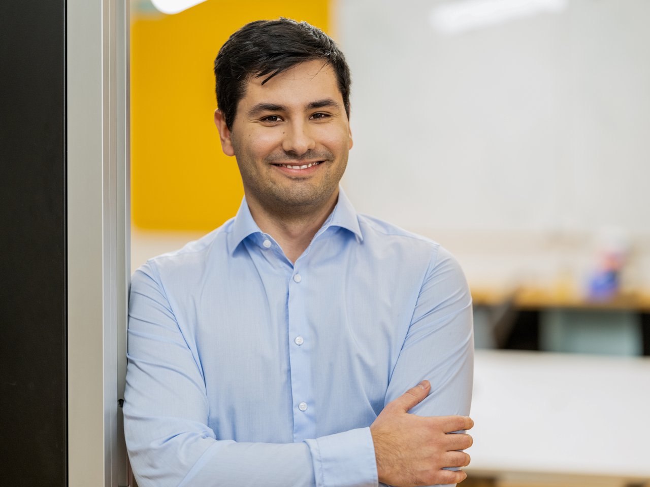 Man leaning on the doorframe