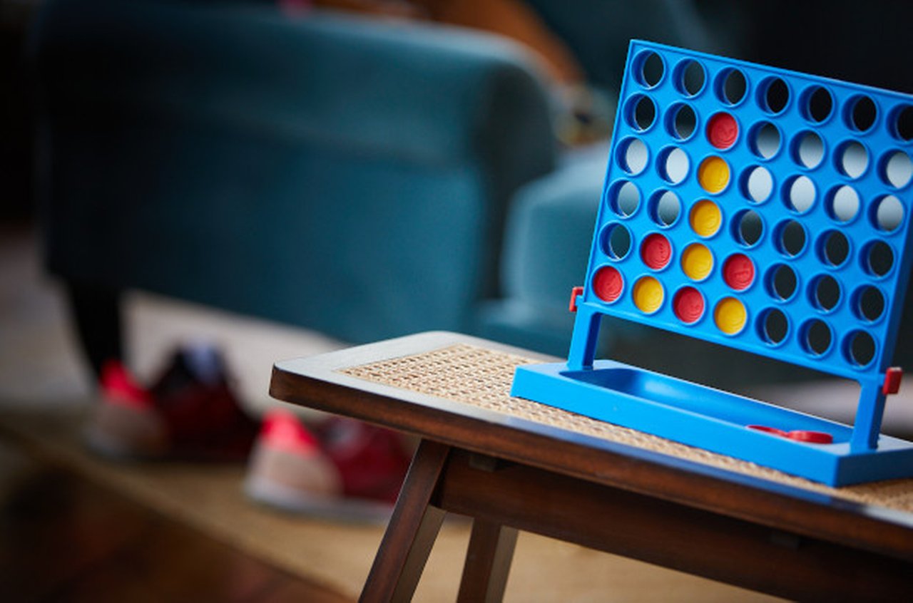 Connect four game on the chair