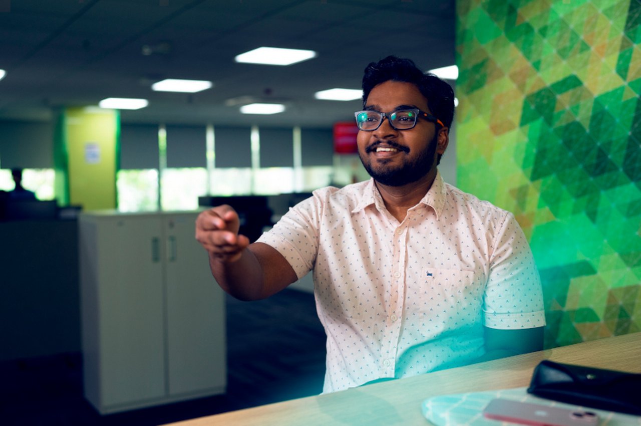 Employee in Deutsche Bank Office in Bangalore