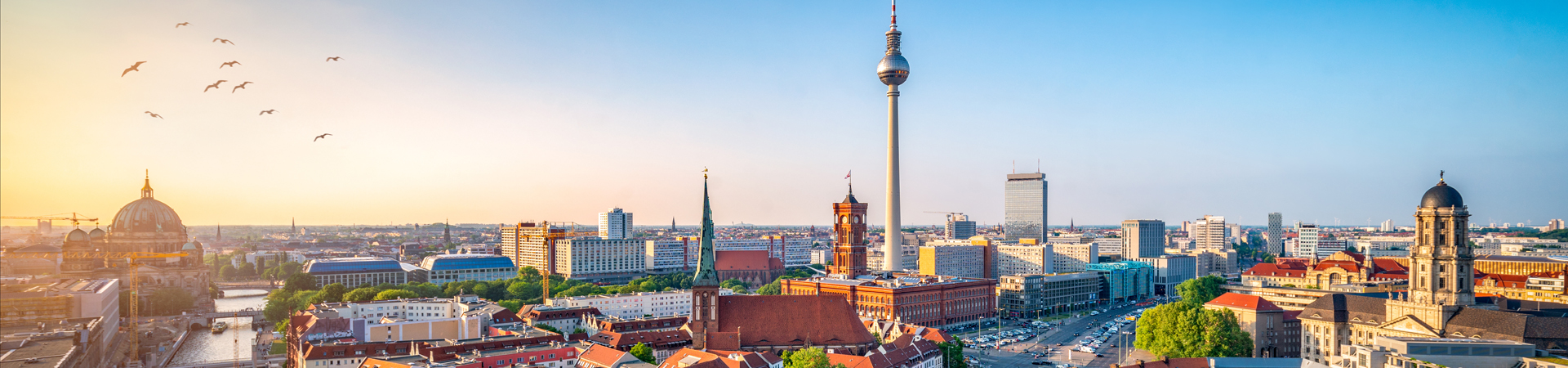 Berliner Skyline bei Sonnenschein