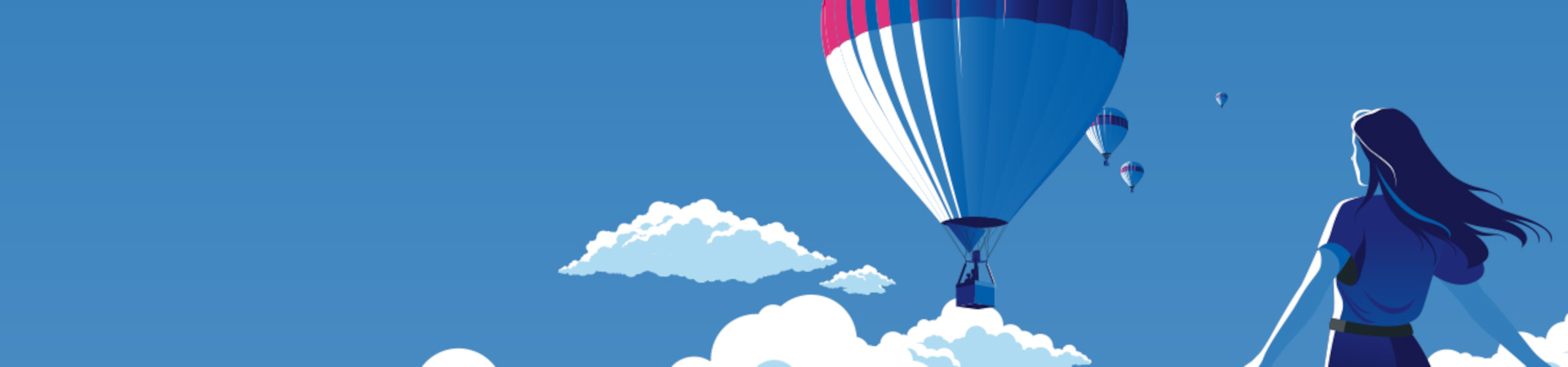 Woman with hot air baloons